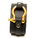 STONE OILED LEATHER CUFF WITH SHACKLE HARDWARE AND MAGNETIC CLASP. by nyet jewelry.