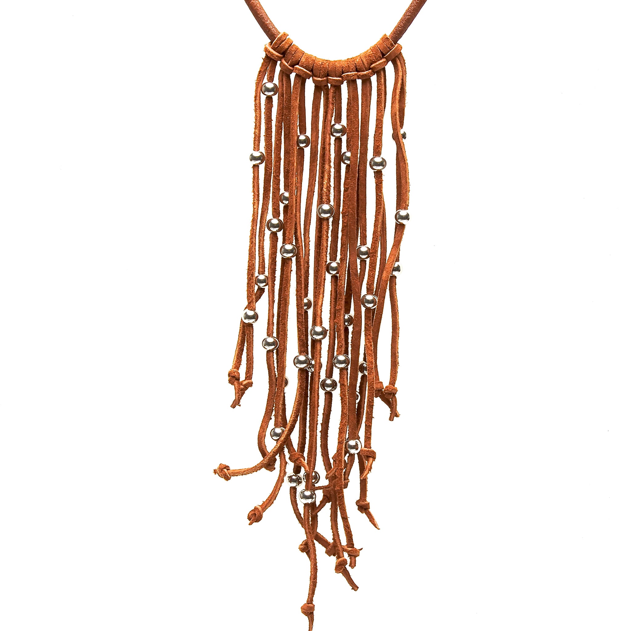 Pinball leather and suede choker necklace Rust by nyet jewelry.
