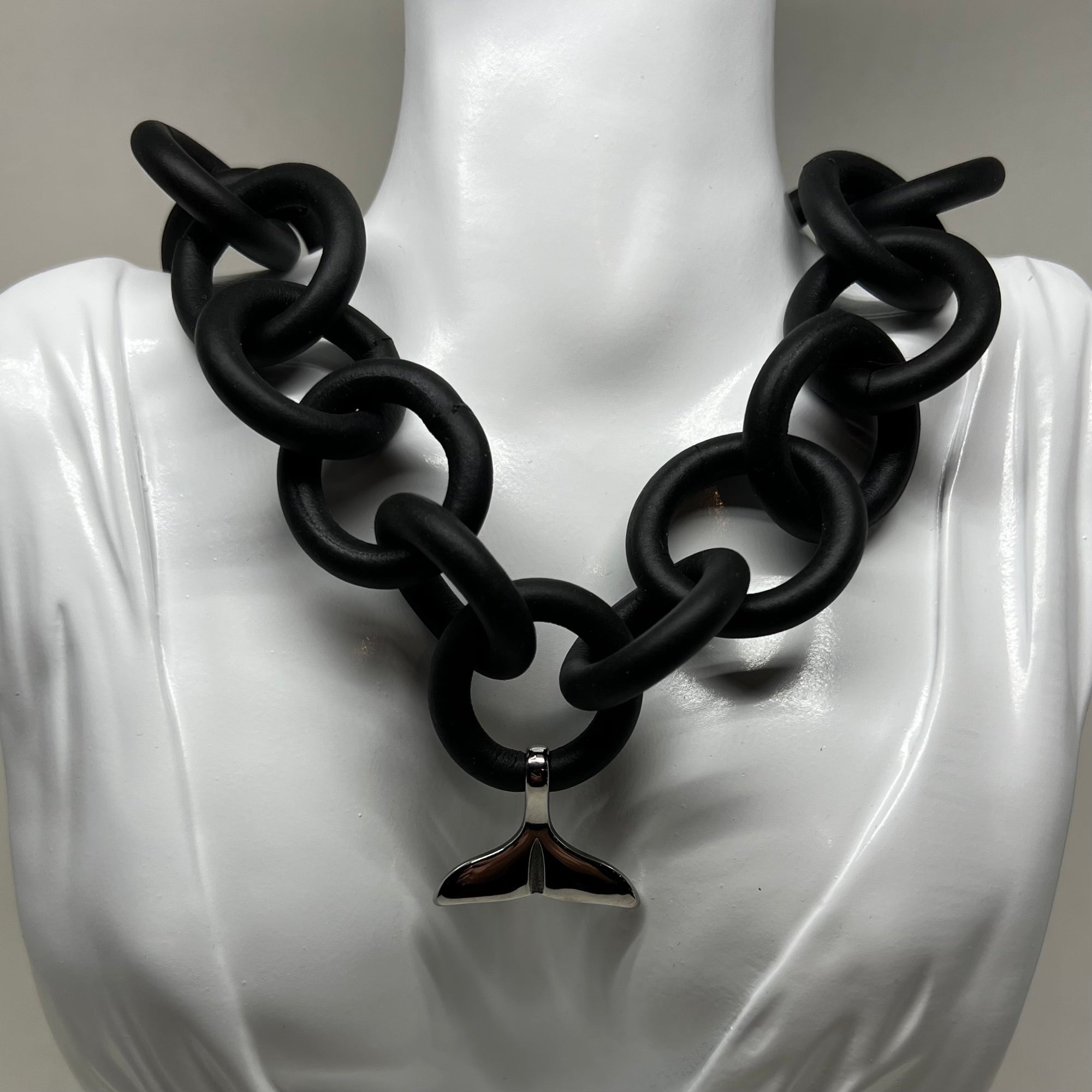 Rubber Necklace with Stainless Steel Pendent. Various Styles.