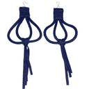 DEERSKIN WRAPPED LEATHER EARRINGS WITH FRINGE. by NYET Jewelry