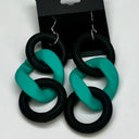 Rubber Ring Earrings with Plastic Chain Link (Assorted Colors)