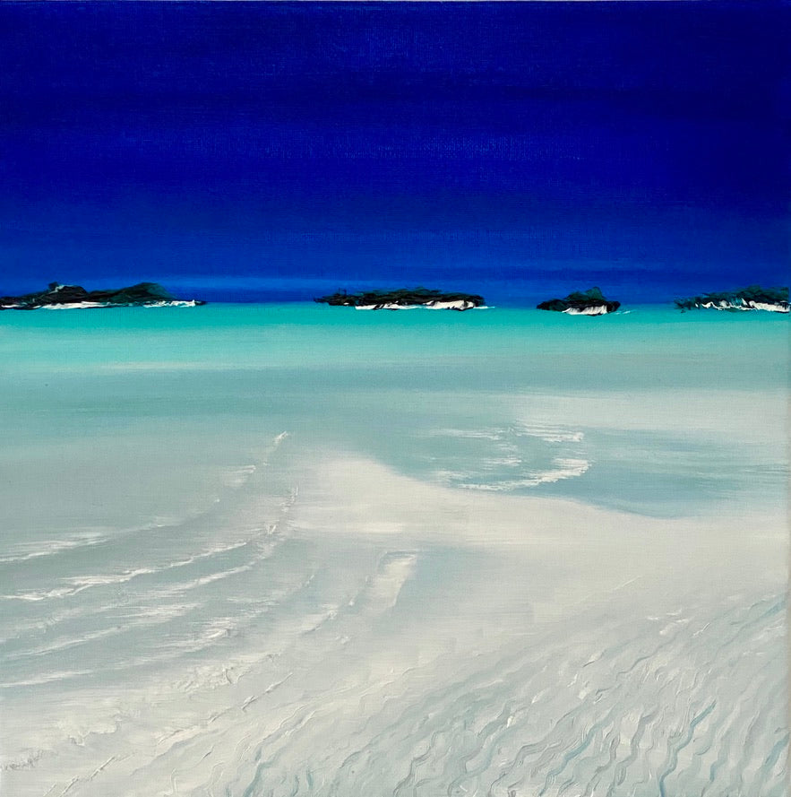 SAND BAR IN THE EXUMAS PAINTING. by delphine pontvieux.