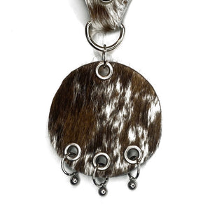 Angelika Hair-on Cowhide and stainless steel choker by NYET Jewelry