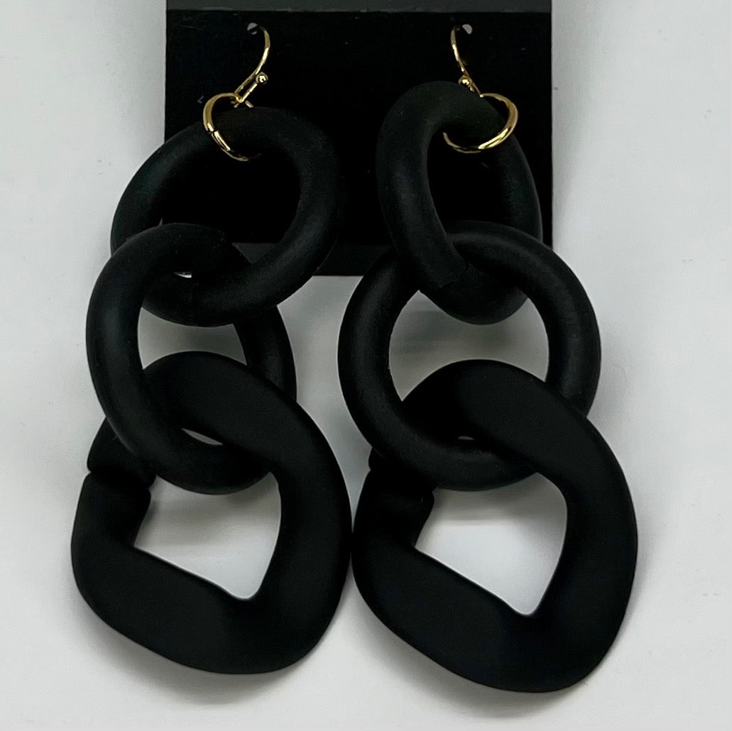 Artistic Rubber Tubing Naya Earrings Black