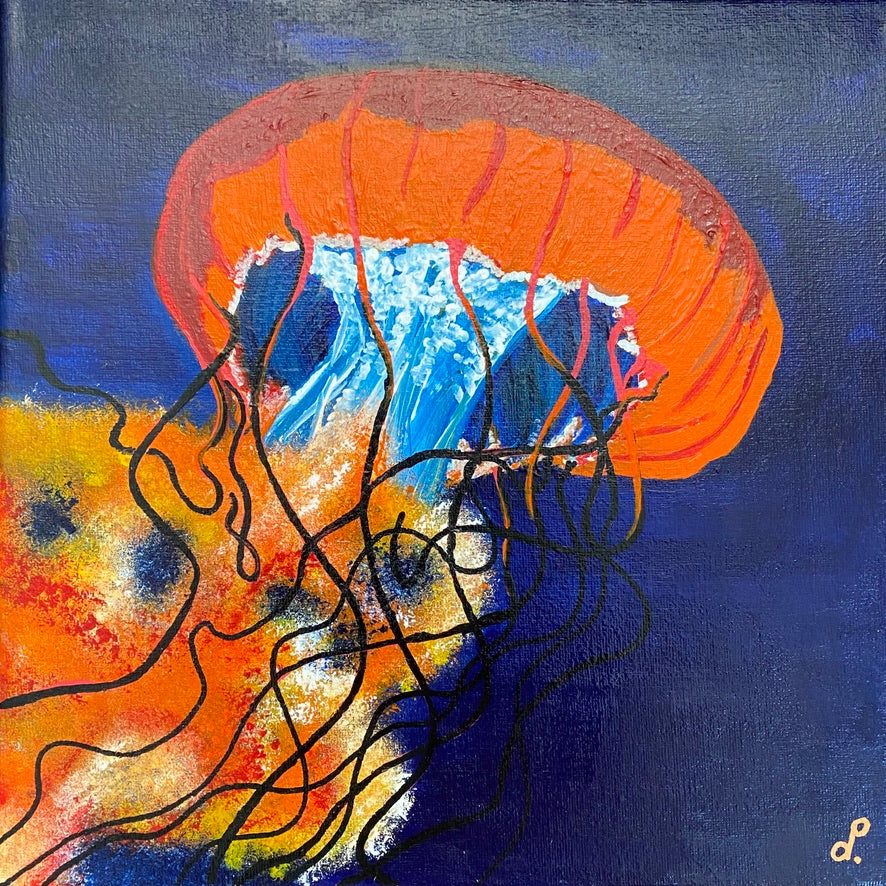 La meduse acrylic painting by D. Pontvieux