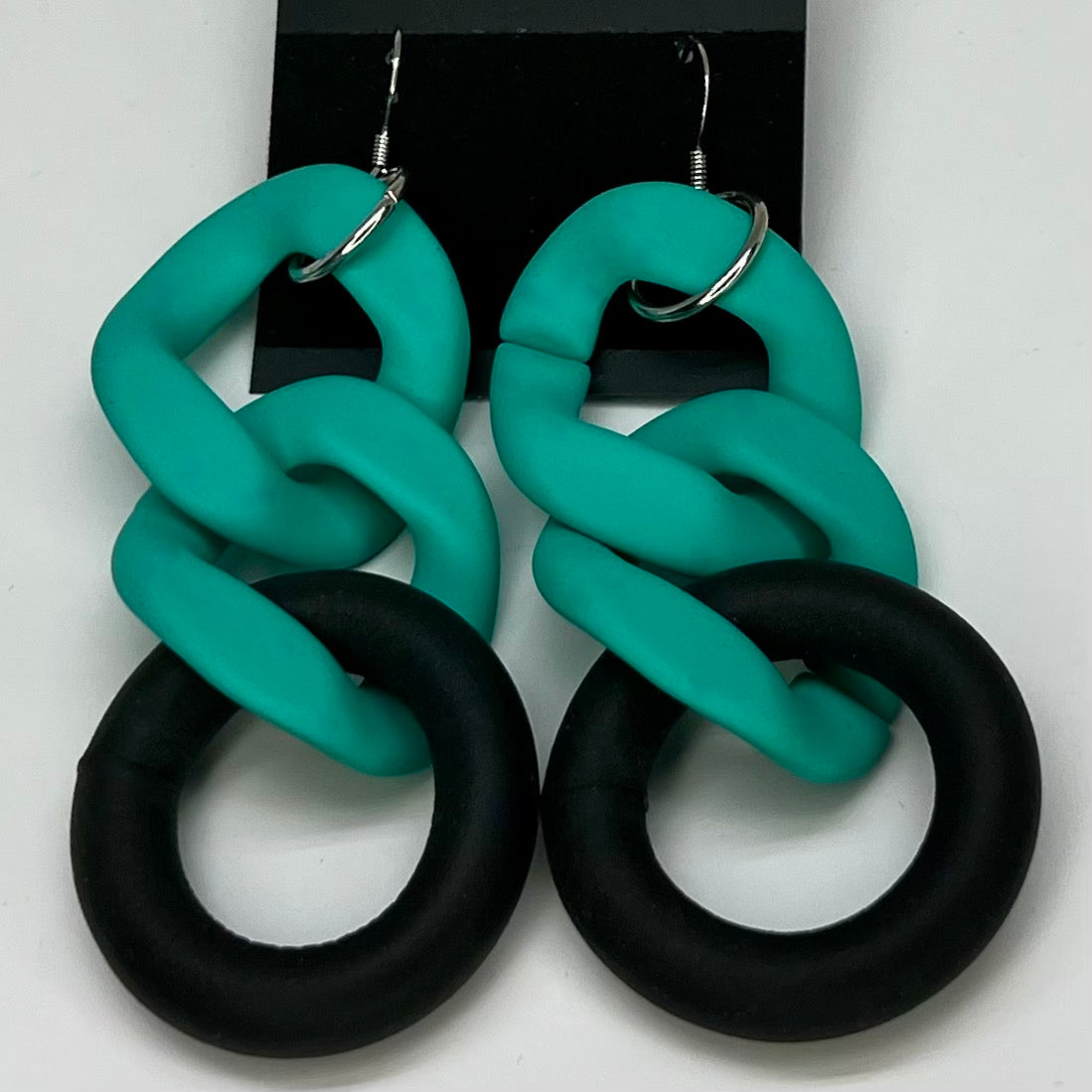 Plastic Chain Link Earrings with Rubber Ring (Assorted Colors)