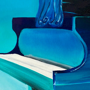 Underwater piano painting by Delphine Pontvieux