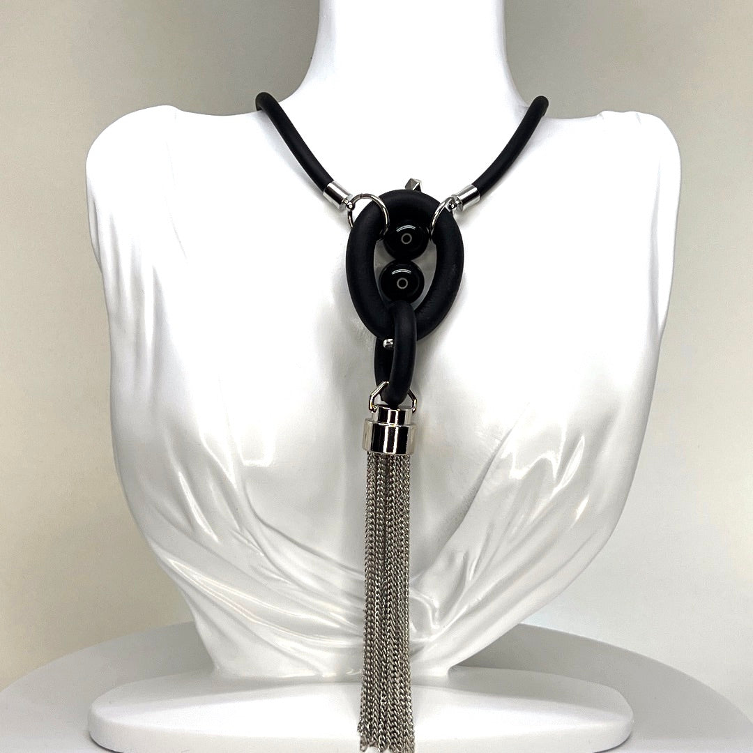 Rubber and Tassel Necklace