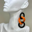 Rubber Ring Earrings with Plastic Chain Link (Assorted Colors)