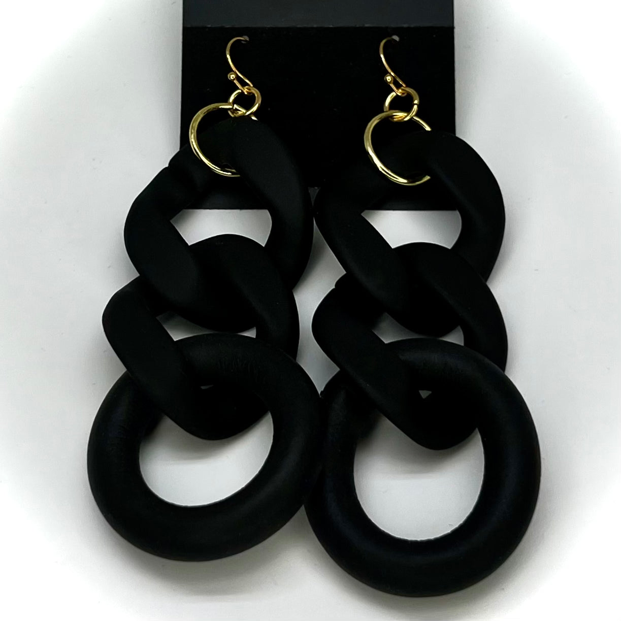 Plastic Chain Link Earrings with Rubber Ring (Assorted Colors)