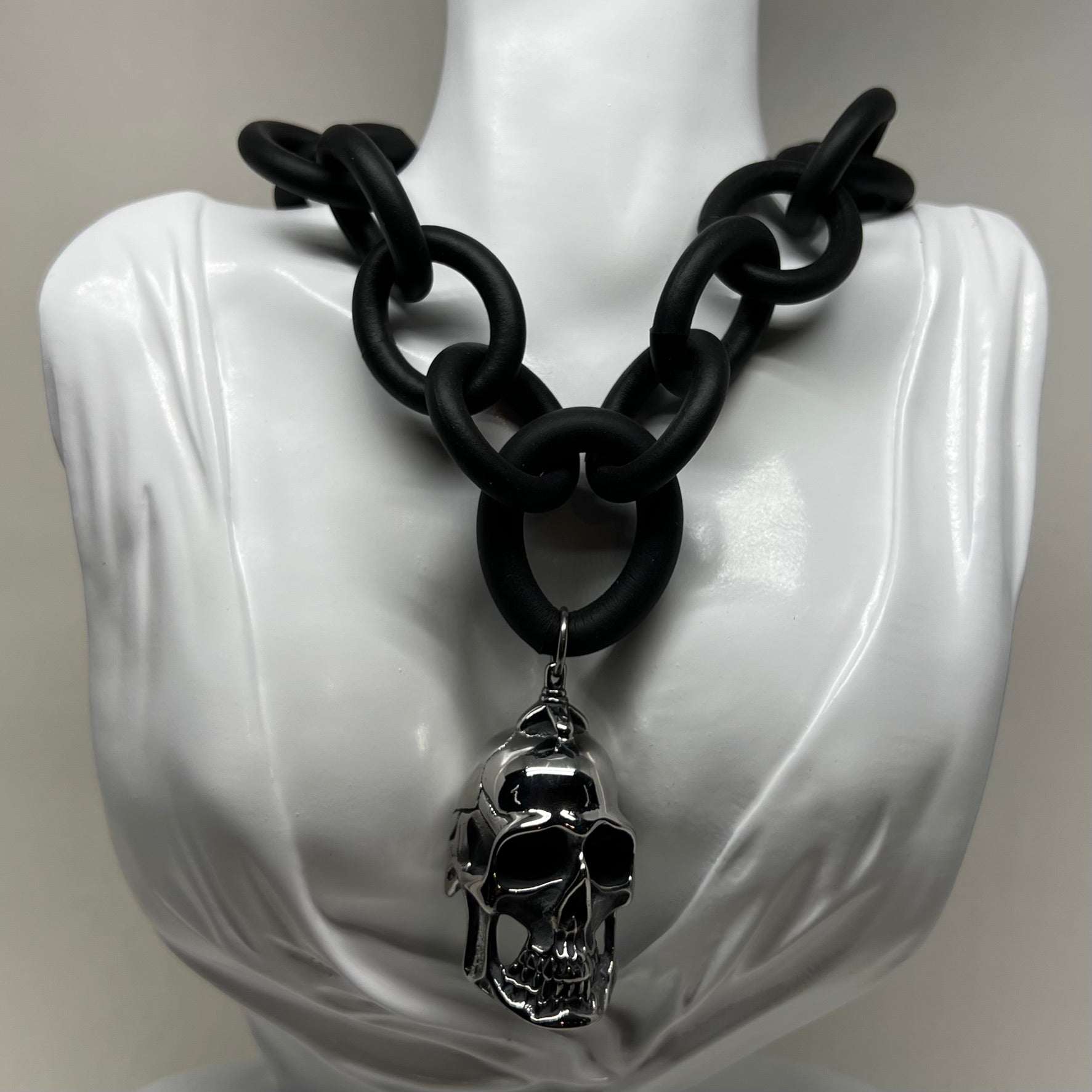 Rubber Necklace with Stainless Steel Pendent. Various Styles.