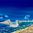 BIG WAVES ON STOCKING ISLAND PAINTING by Delphine Pontvieux  Edit alt text square shot