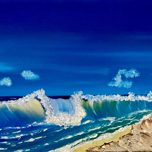 BIG WAVES ON STOCKING ISLAND PAINTING by Delphine Pontvieux