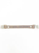 Distressed leather bracelet with side squeeze aluminum buckle