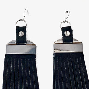 LONG TASSEL DEERSKIN LEATHER EARRINGS by NYET jewelry