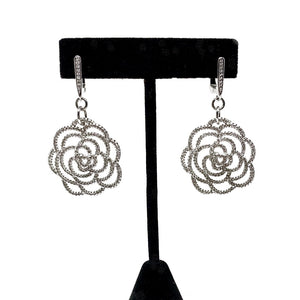 DROP EARRINGS WITH PAVE CUBIC ZIRCONIA. by NYET Jewelry