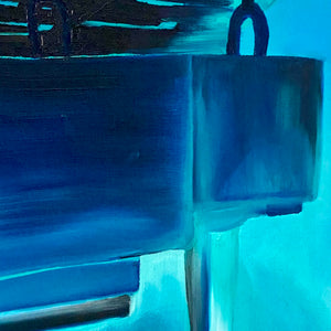Underwater piano painting by Delphine Pontvieux