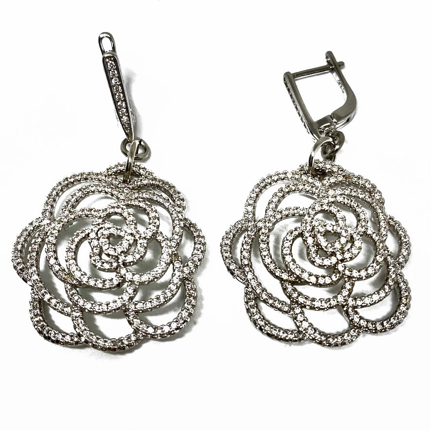 DROP EARRINGS WITH PAVE CUBIC ZIRCONIA. by NYET Jewelry