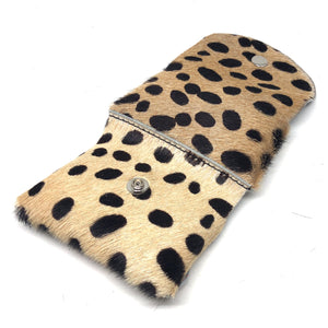 CHEETAH PRINT HAIR-ON COWHIDE 2-COMPARTMENT WALLET WITH SNAP CLOSURE. by nyet jewelry