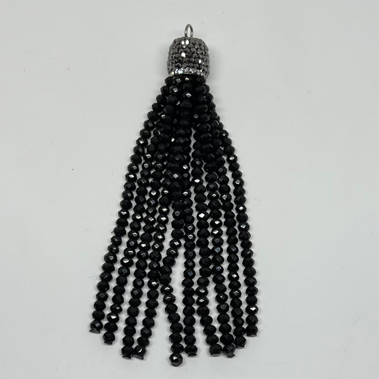 Gunmetal crystals and tassels Earrings