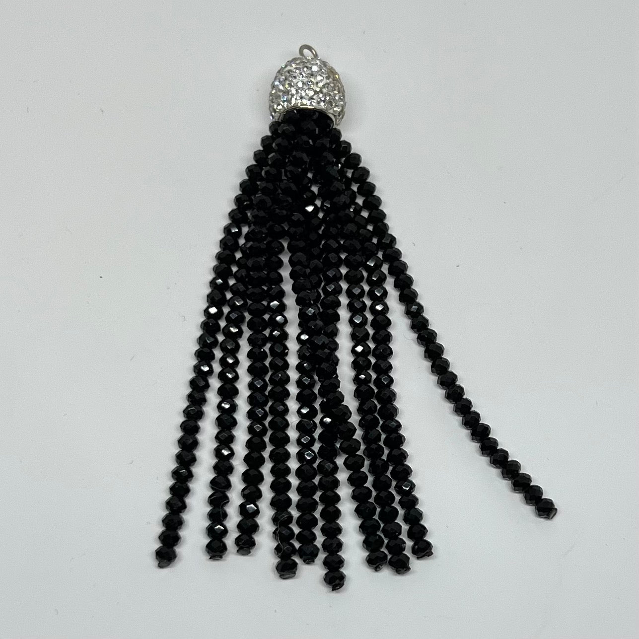 Gunmetal crystals and tassels Earrings