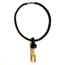 Deerskin necklace with Laguna Lace Agate stone by NYET Jewelry.