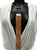 Pelham horse bit leather necklace tan