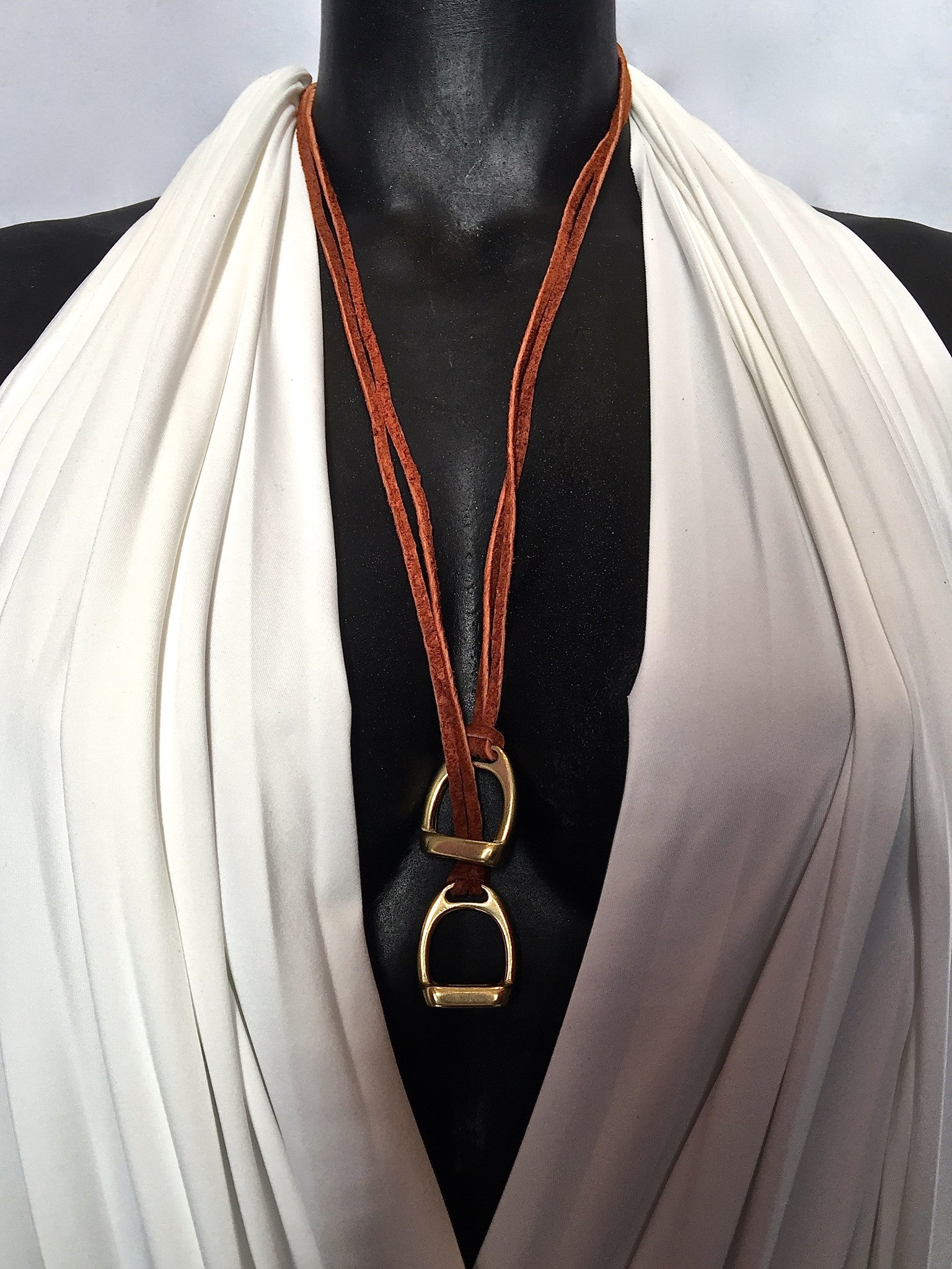 Double Stirrup Suede Necklace by nyet jewelry.