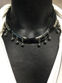 2 in 1 necklace and wraparound bracelet made of suede and stainless steel