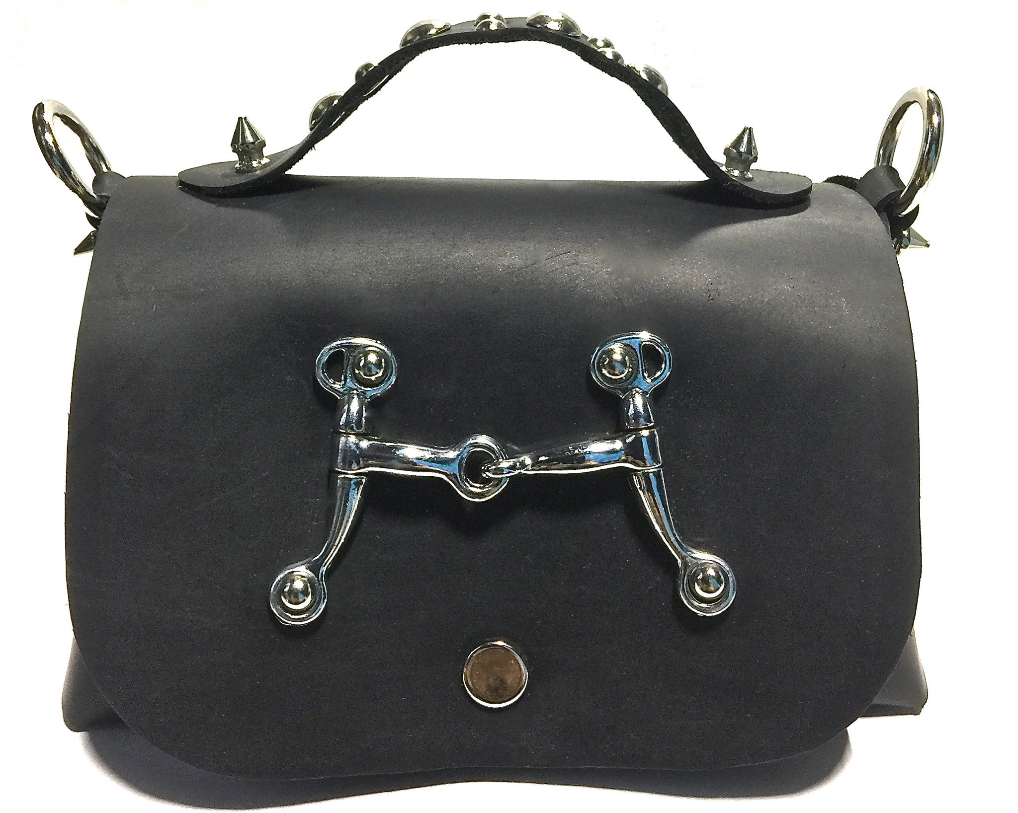 Harley Davidson Barrel Purse Black Leather Handbag Detachable Strap