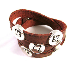 LEATHER WRAPAROUND WITH FIVE METAL BUTTONS by nyet jewelry.