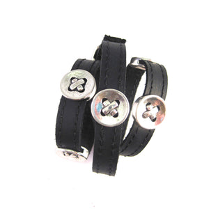 LEATHER WRAPAROUND WITH FIVE METAL BUTTONS by nyet jewelry.