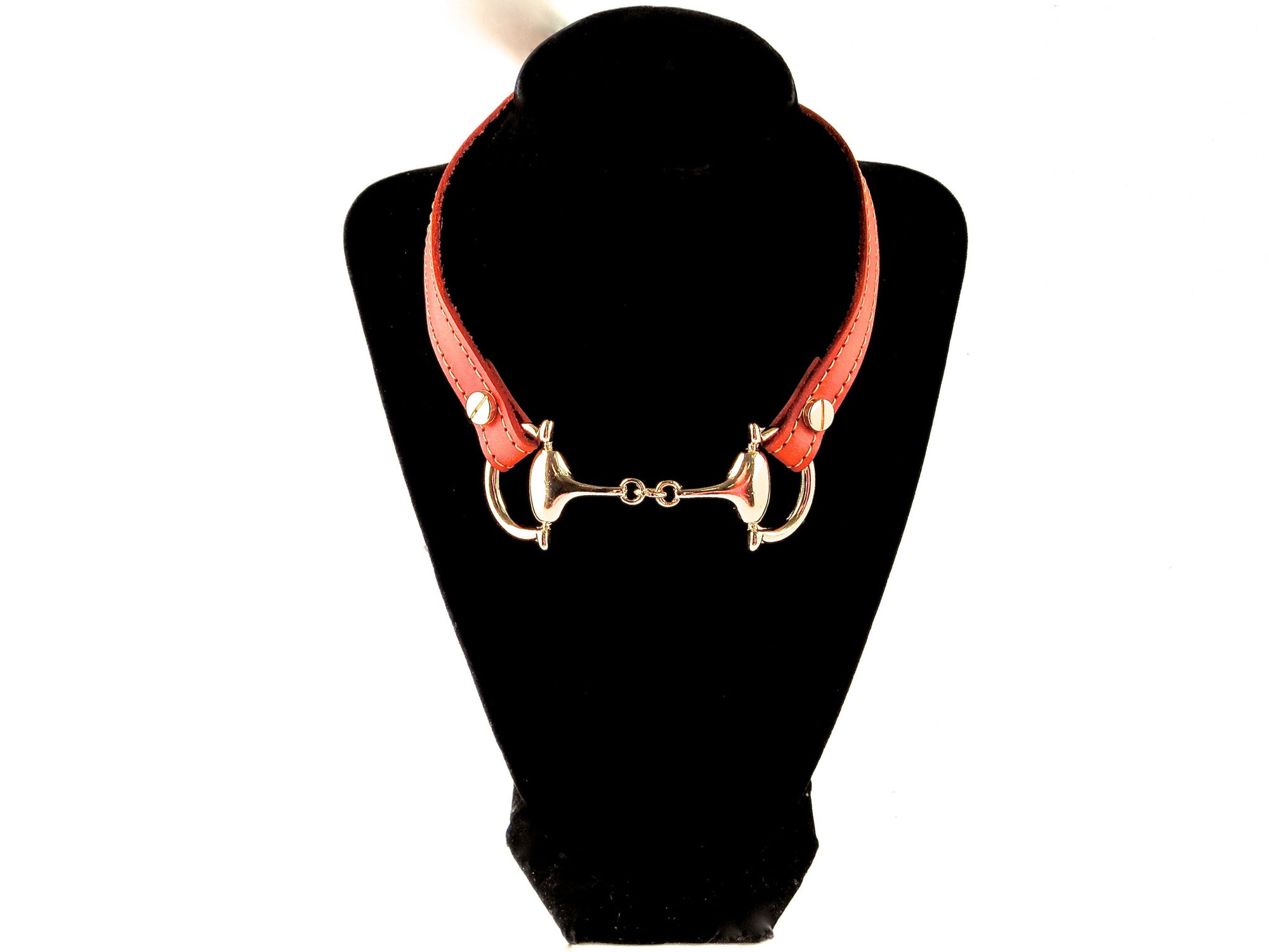 xxxxxxLEATHER CHOKER NECKLACE WITH D-RING HORSE BIT PENDANT by nyet jewelry 