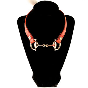 xxxxxxLEATHER CHOKER NECKLACE WITH D-RING HORSE BIT PENDANT by nyet jewelry 