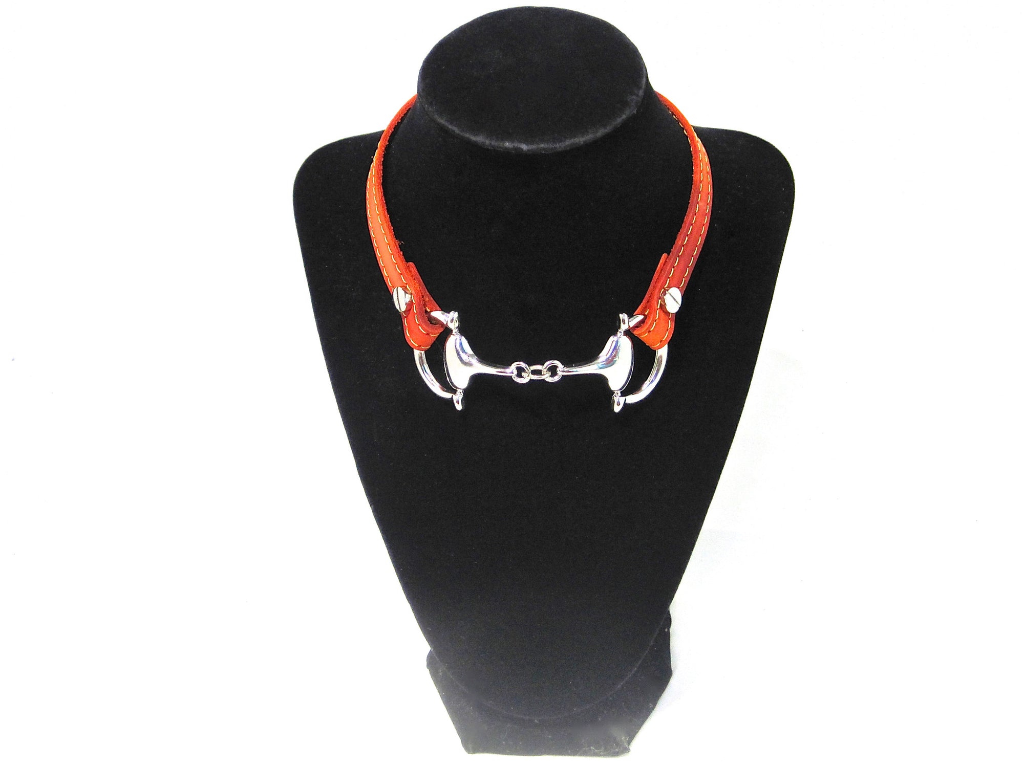 xxxxxxLEATHER CHOKER NECKLACE WITH D-RING HORSE BIT PENDANT by nyet jewelry 