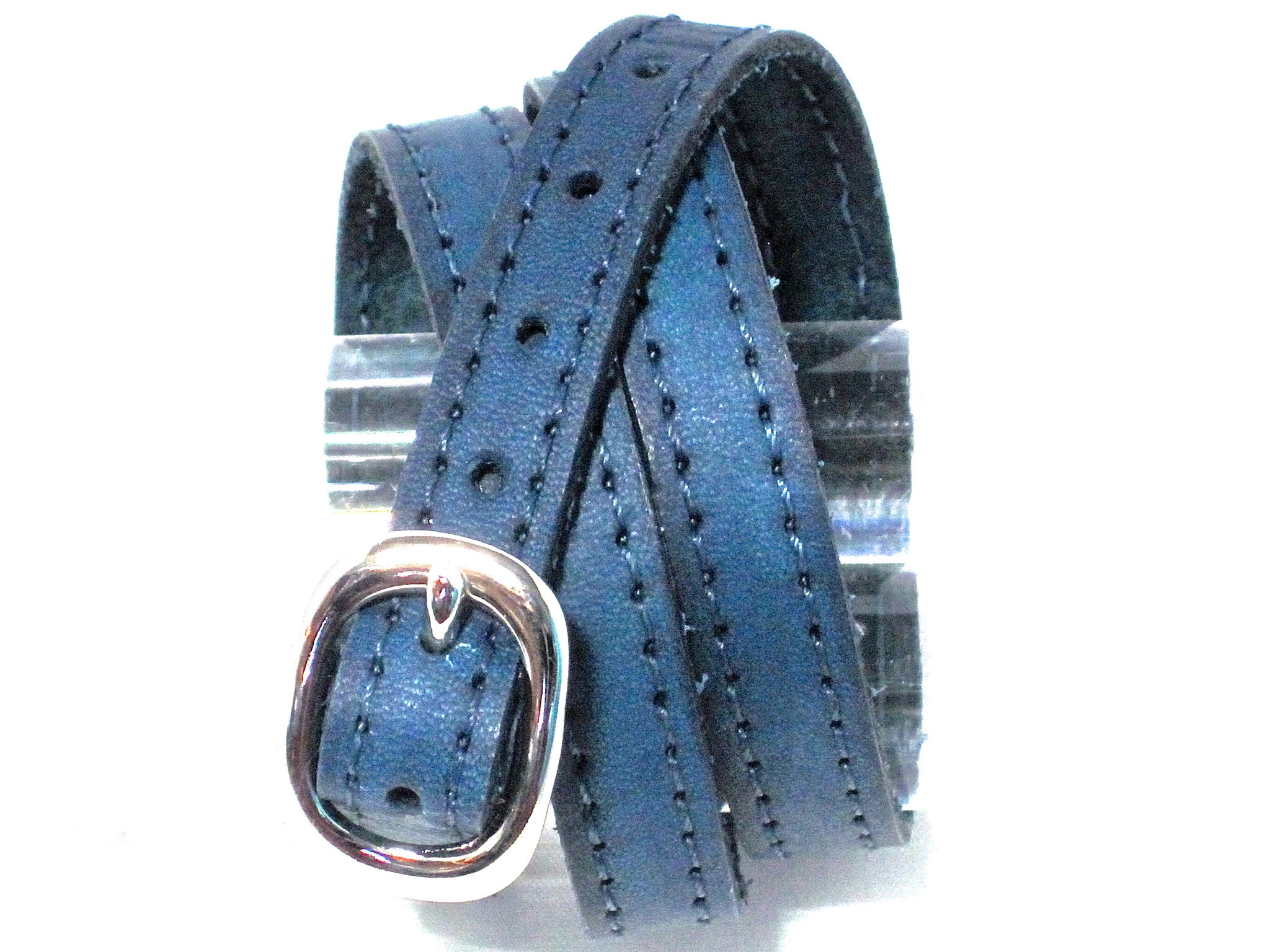 TRIPLE WRAPAROUND LEATHER BRACELET WITH COACHMAN LOOP AND TWISTED ANCHOR SHACKLE  by nyet jewelry.
