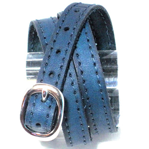 TRIPLE WRAPAROUND LEATHER BRACELET WITH COACHMAN LOOP AND TWISTED ANCHOR SHACKLE  by nyet jewelry.