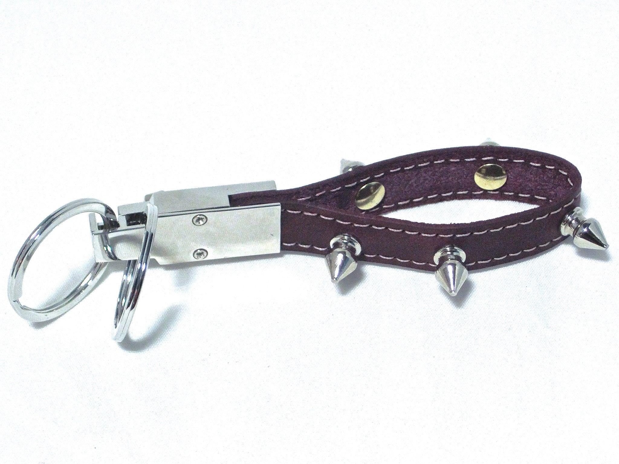 leather and spike rivets key chain by nyet jewelry.