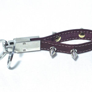 leather and spike rivets key chain by nyet jewelry.