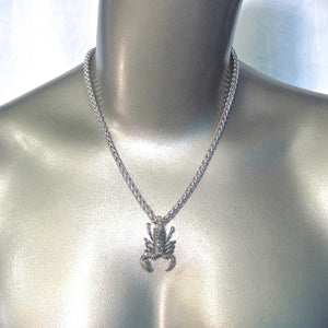 ROUND STAINLESS STEEL CHAIN NECKLACE WITH HEAVYWEIGHT SCORPION PENDANT. by nyet jewelry