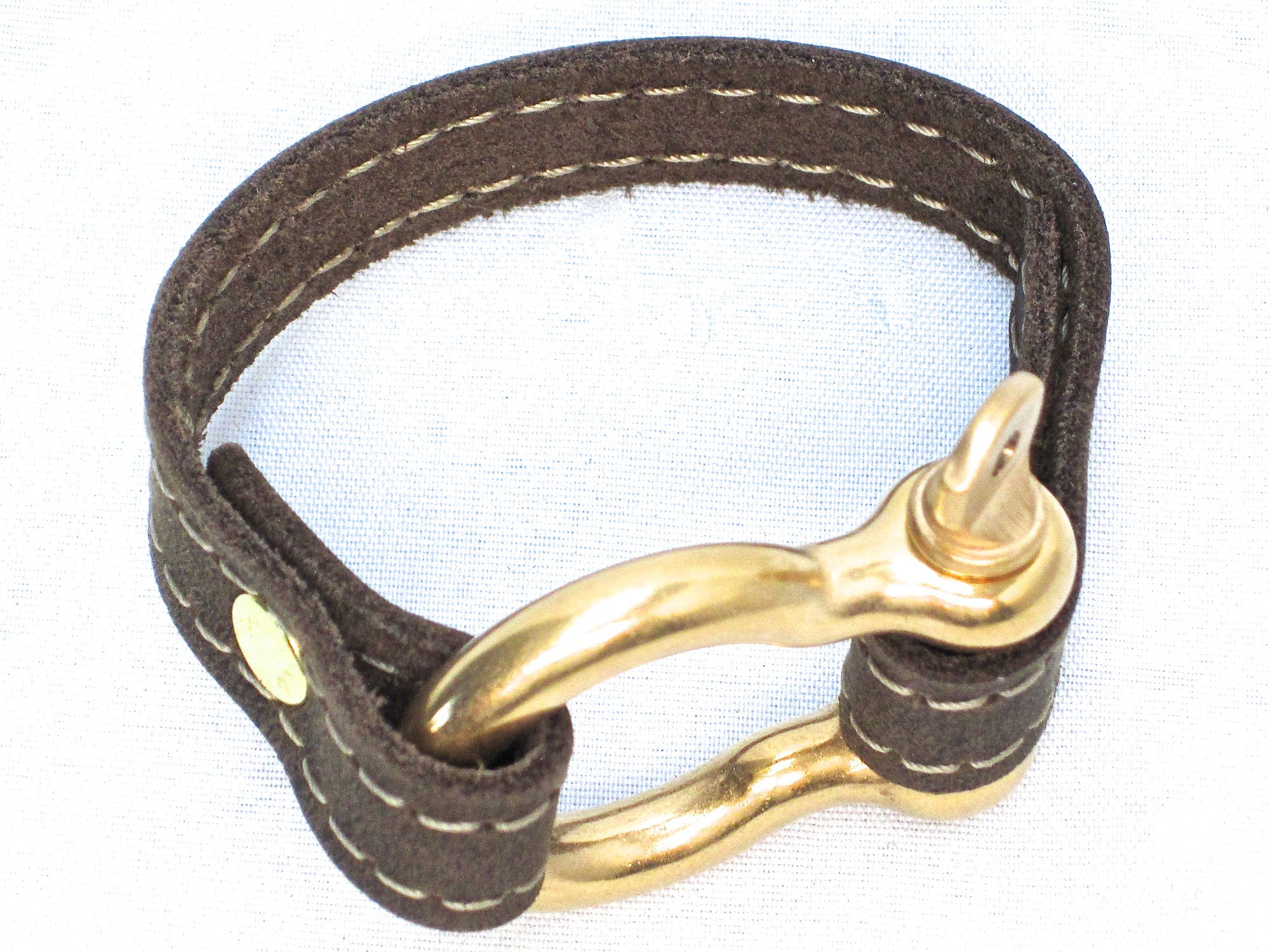 Nyet jewelry Signature Gold Bracelet Distressed Utility Leather  by nyet jewelry