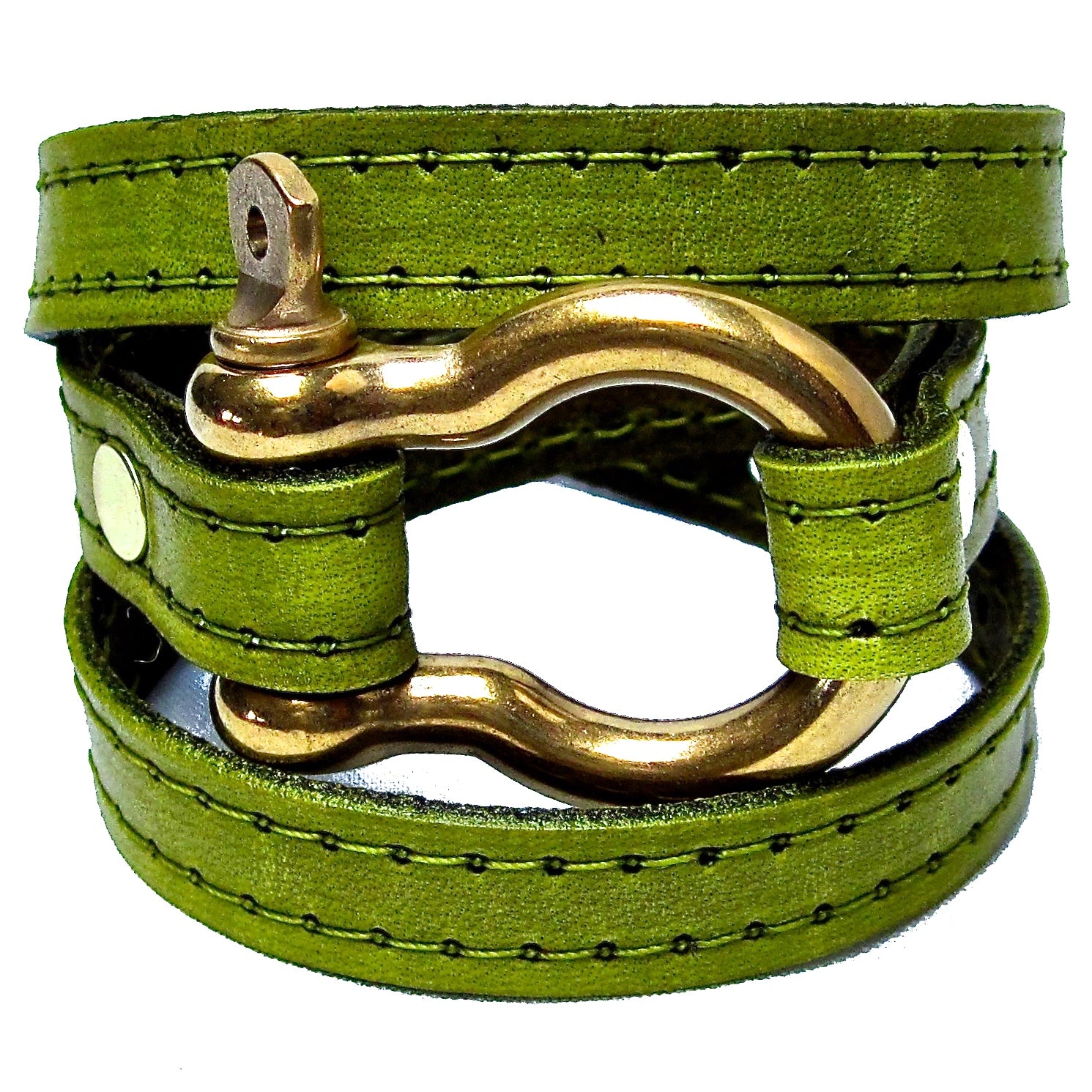 Nyet jewelry gold signature wraparound leather bracelet chartreuse BY NYET JEWELRY