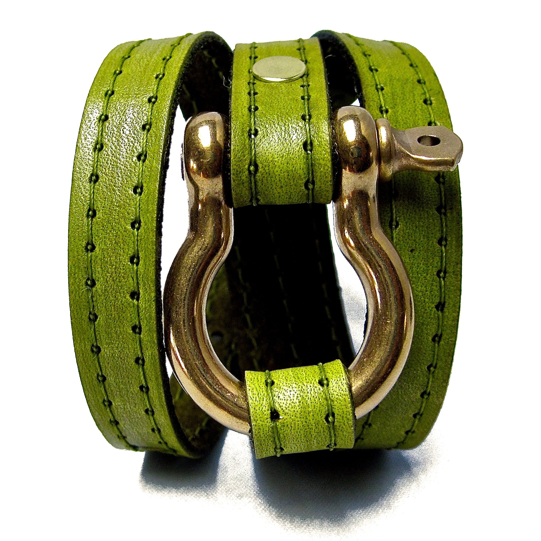 Nyet jewelry gold signature wraparound leather bracelet chartreuse BY NYET JEWELRY
