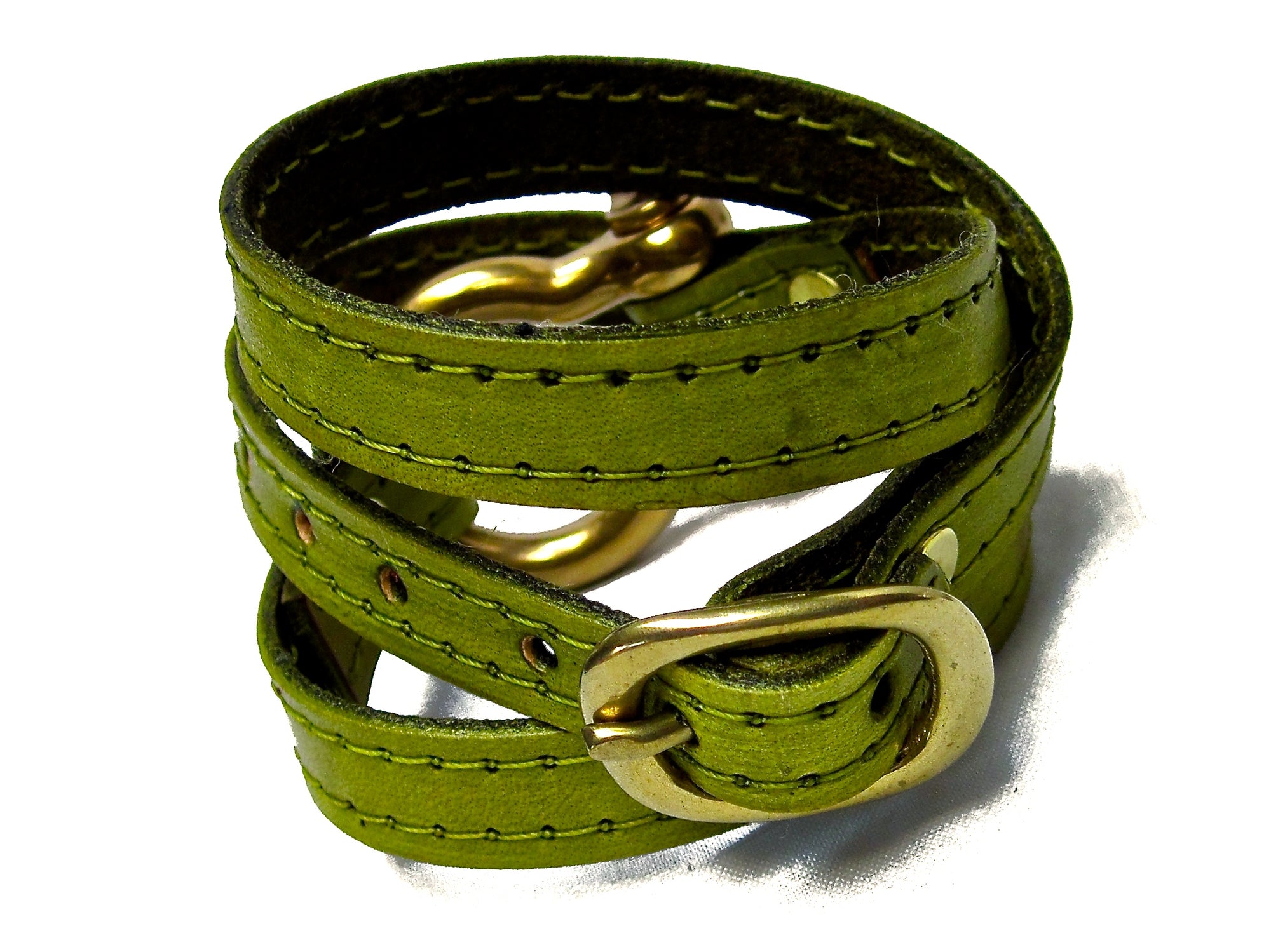 Nyet jewelry gold signature wraparound leather bracelet chartreuse BY NYET JEWELRY