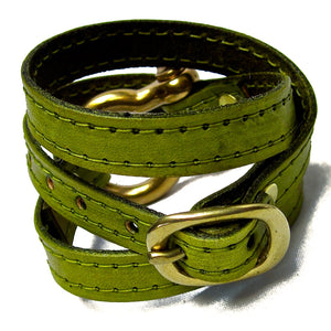 Nyet jewelry gold signature wraparound leather bracelet chartreuse BY NYET JEWELRY