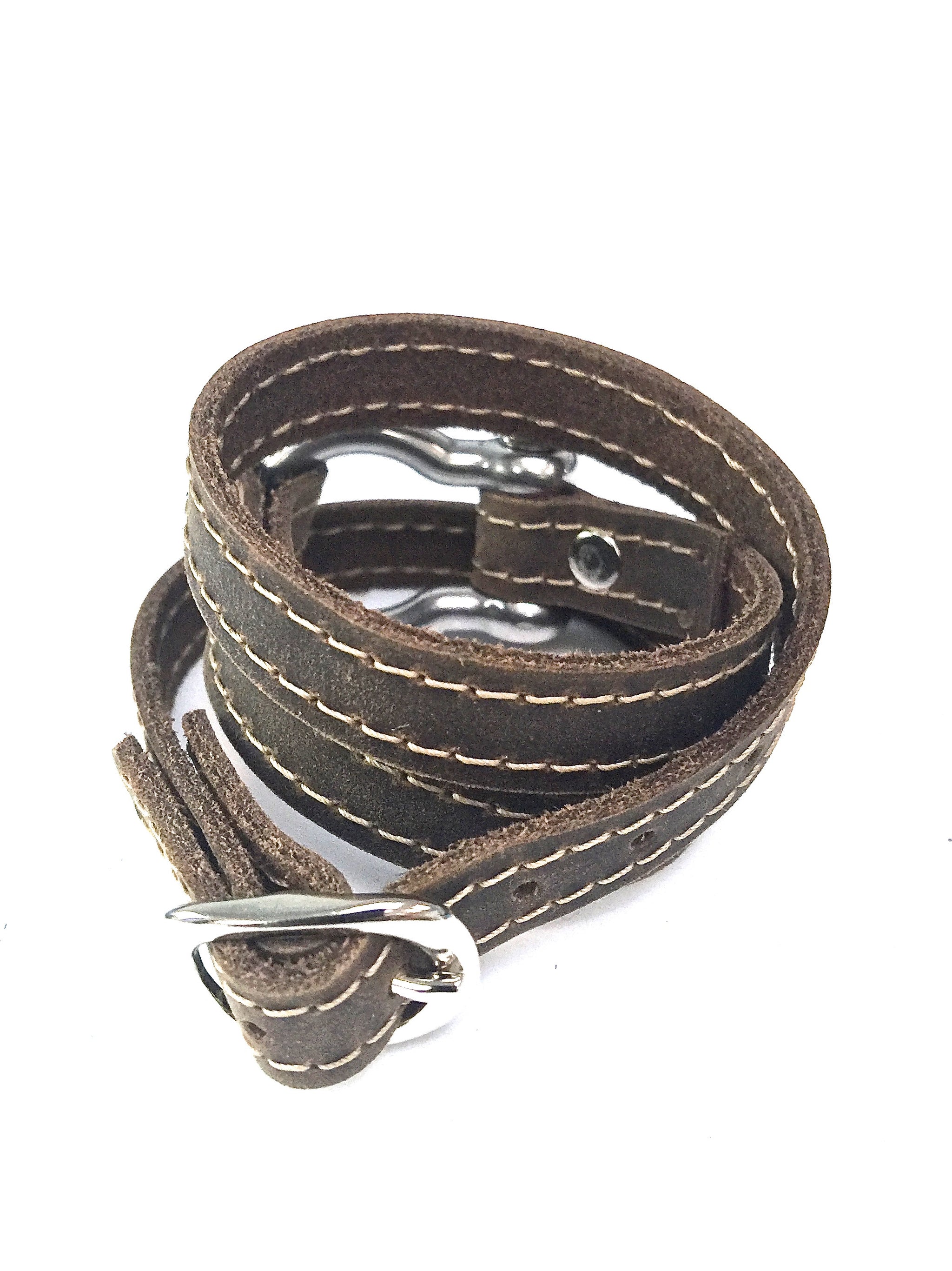 Signature Shackle Wraparound Bracelet Distressed Utility Leather