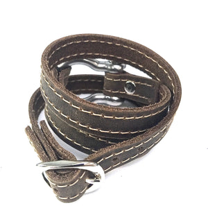 Signature Shackle Wraparound Bracelet Distressed Utility Leather