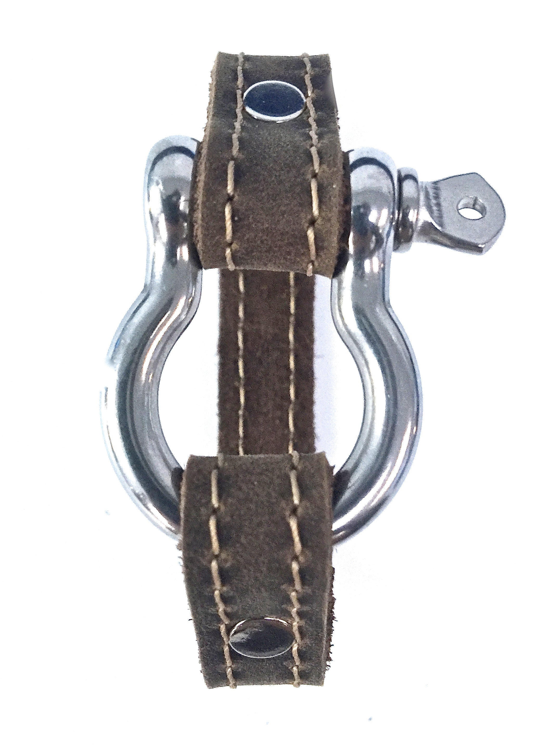 Signature leather bracelet with shackle distressed utility leather