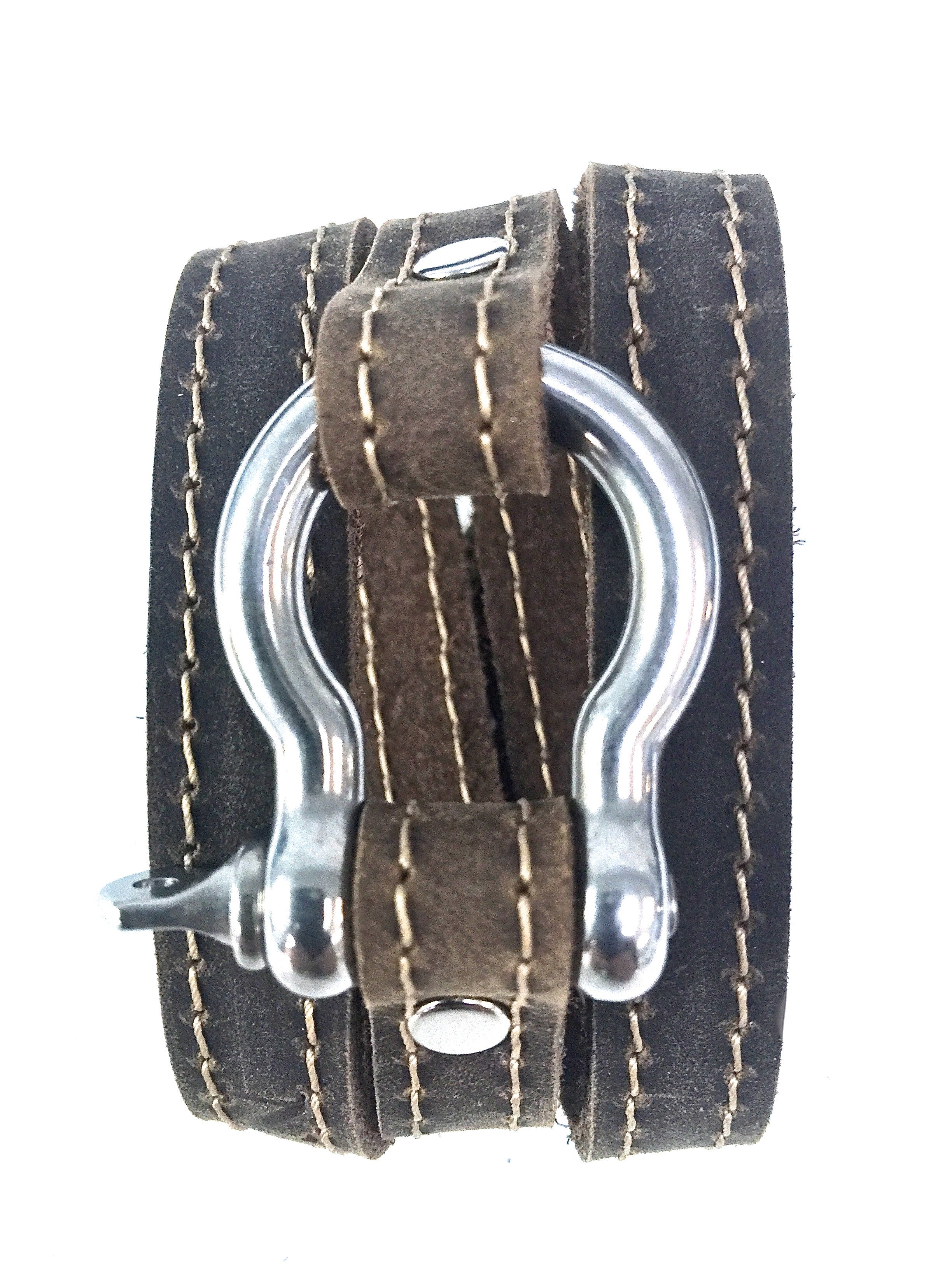 Signature Shackle Wraparound Bracelet Distressed Utility Leather