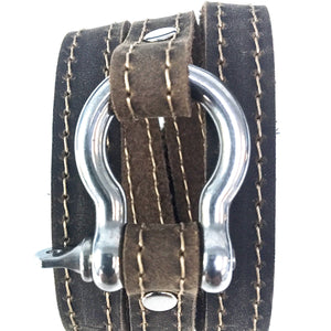 Signature Shackle Wraparound Bracelet Distressed Utility Leather